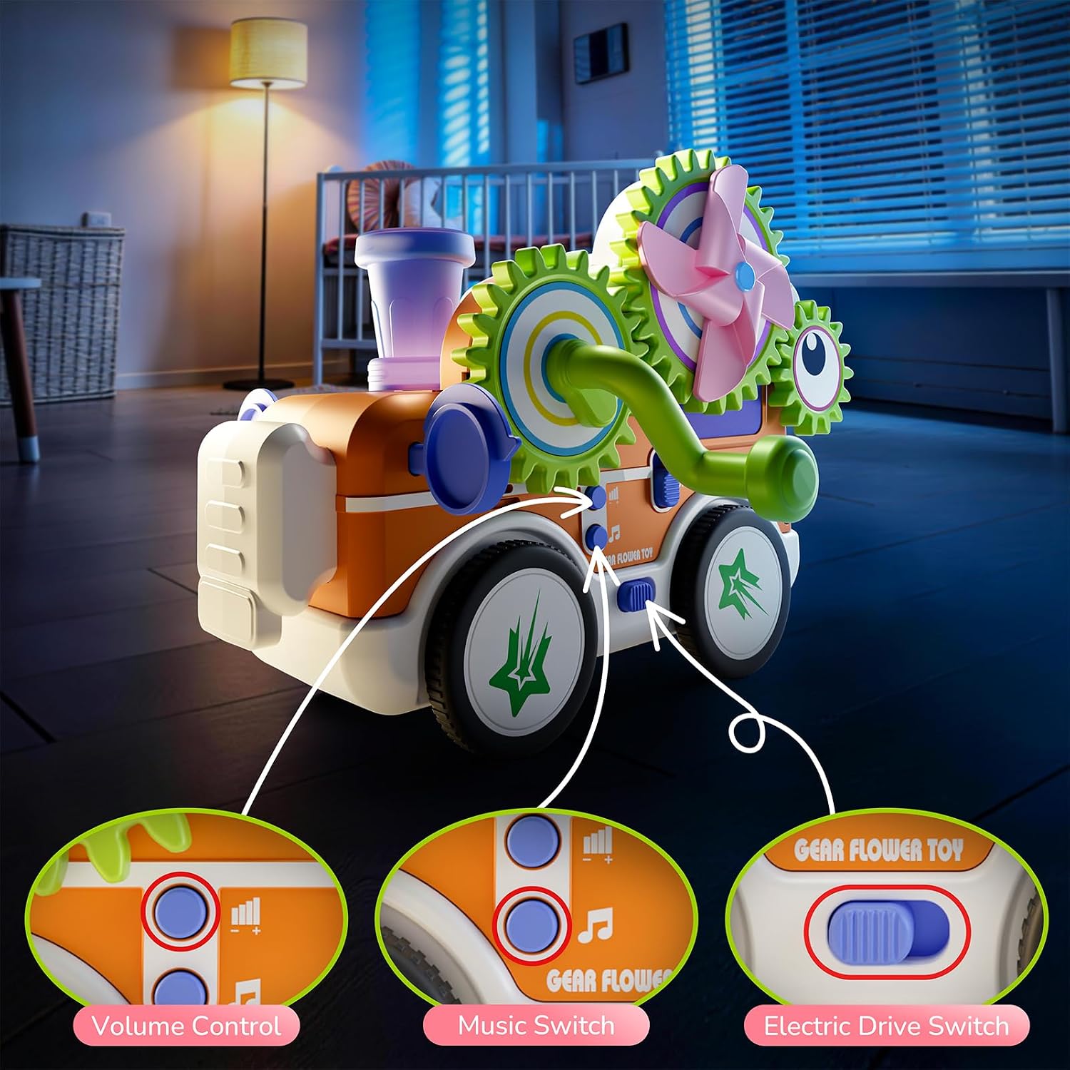 Wholesale Electric Gear Train Building Toy with Flower Lights Music and DIY STEM Play - Image 4