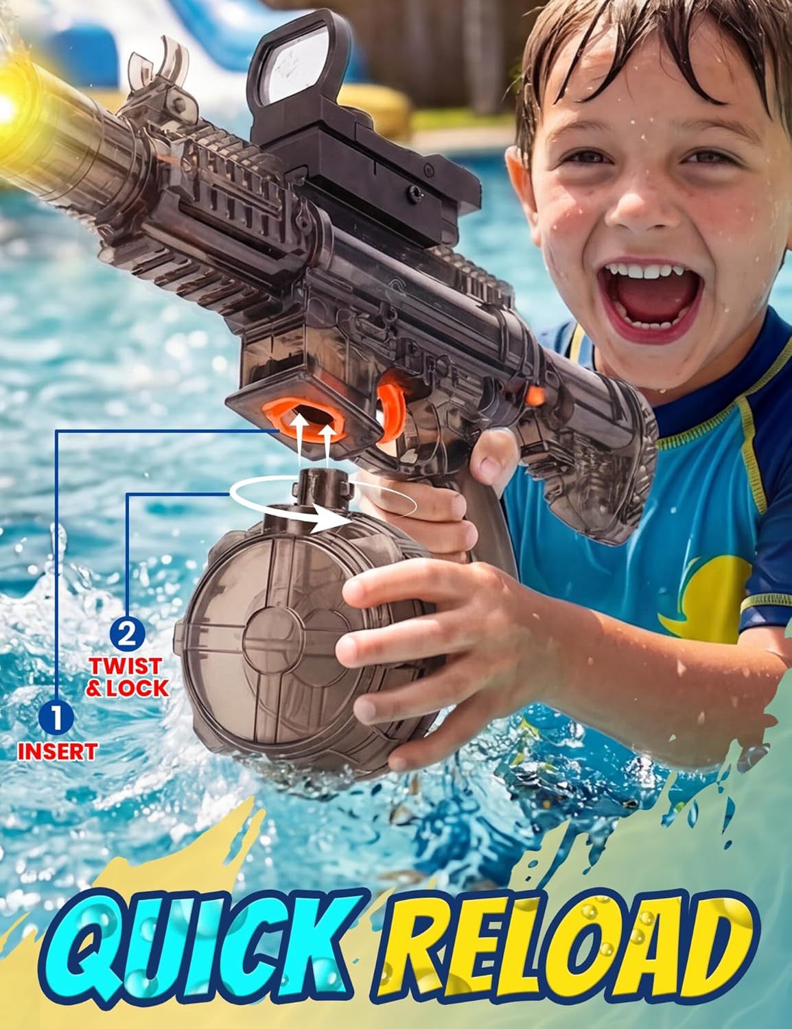 Wholesale M416 Style Transparent LED Automatic Electric Water Gun for Summer Play - Image 4