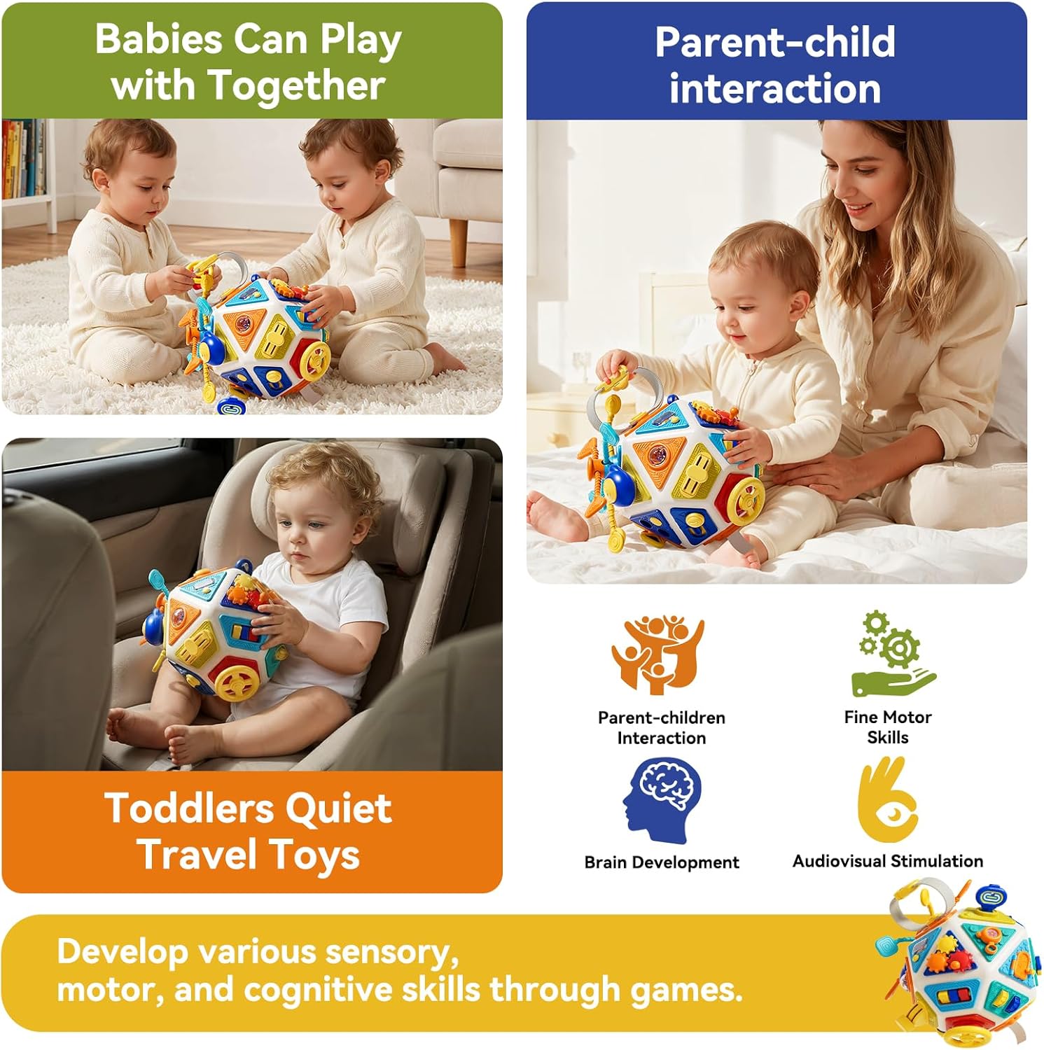 Wholesale 22 in 1 Busy Board Activity Cube with Gears and Steering Wheel - Image 4