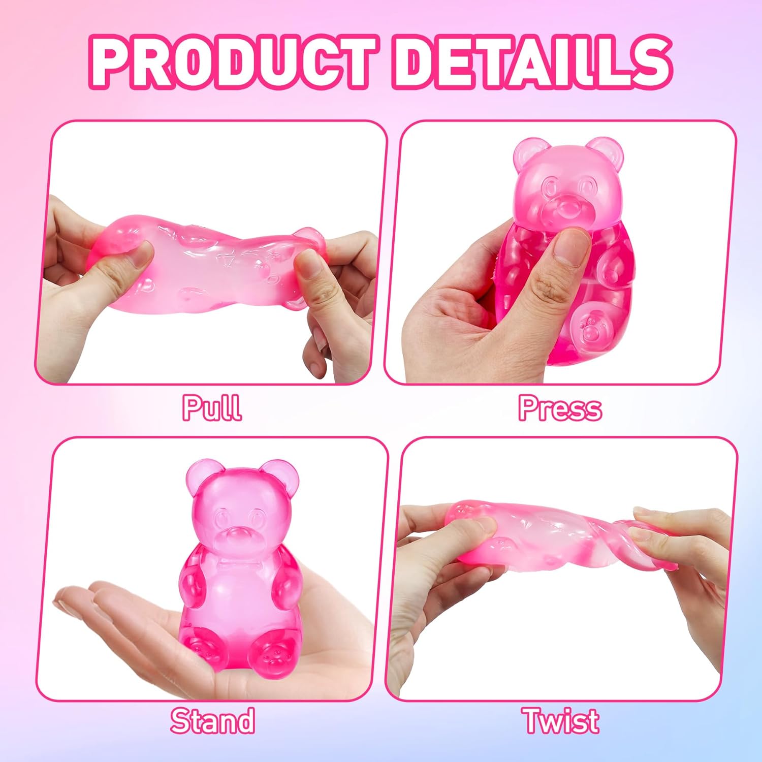 Wholesale Colorful Bear Heart Ball and Glitter Taba Squishy Toy Series - Image 4