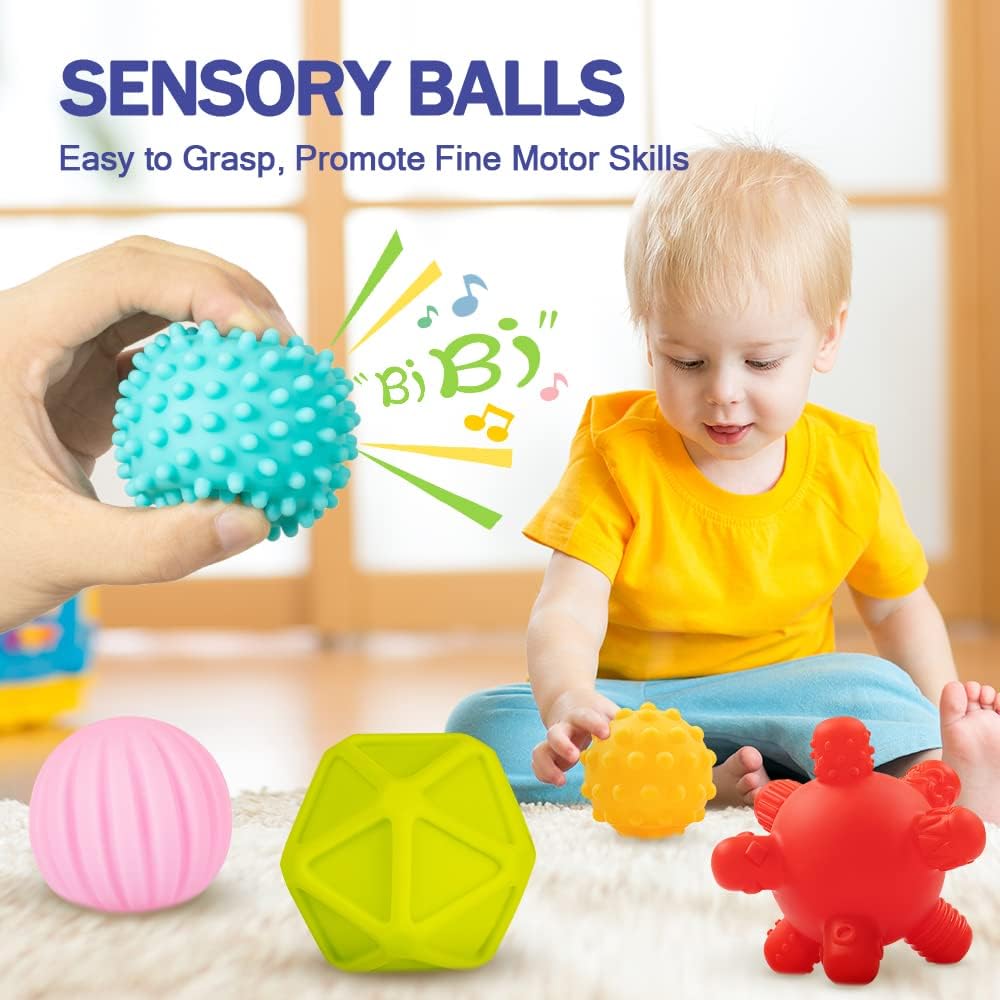 Wholesale 20 Piece Silicone Stacking Blocks Set with Teething Balls for Baby Sensory Play - Image 3