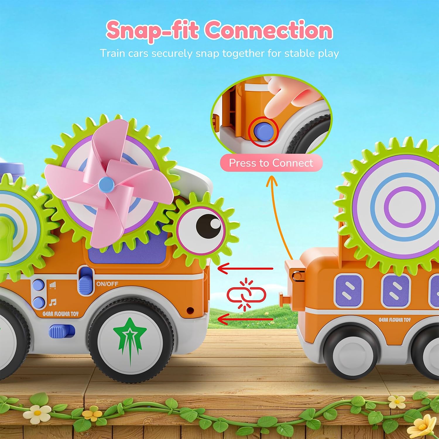 Wholesale Electric Gear Train Building Toy with Flower Lights Music and DIY STEM Play - Image 3
