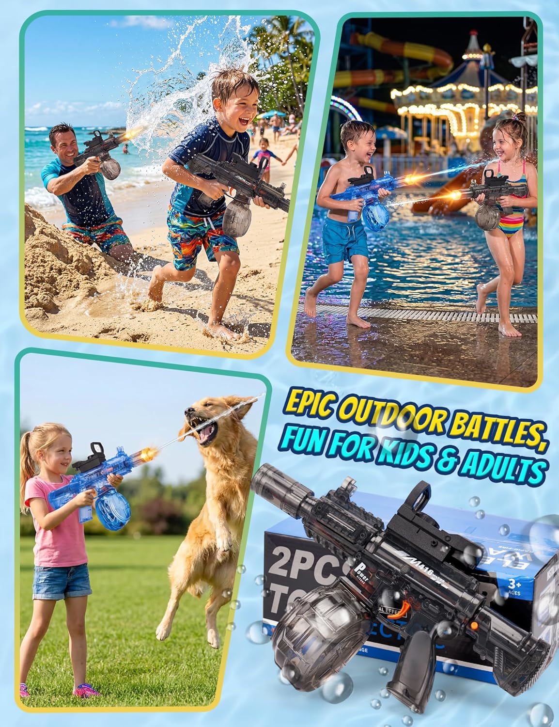 Wholesale M416 Style Transparent LED Automatic Electric Water Gun for Summer Play - Image 3
