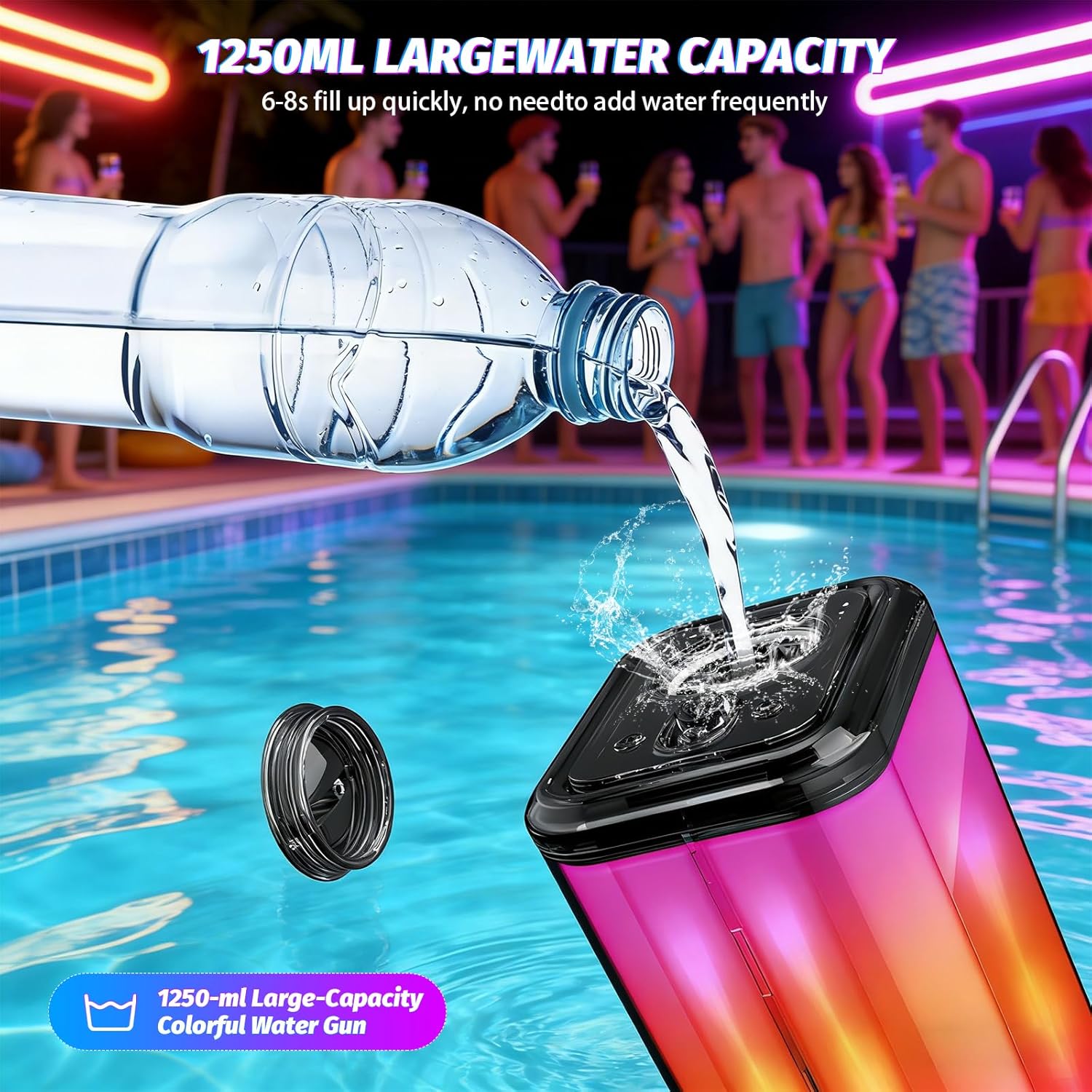 Wholesale Large Capacity Rechargeable Electric Water Gun with LED Lights for Pool and Beach Play - Image 6