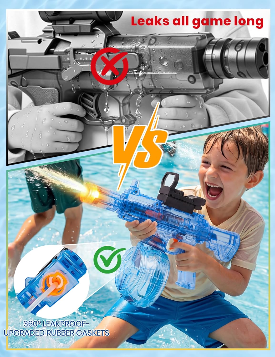 Wholesale M416 Style Transparent LED Automatic Electric Water Gun for Summer Play - Image 2