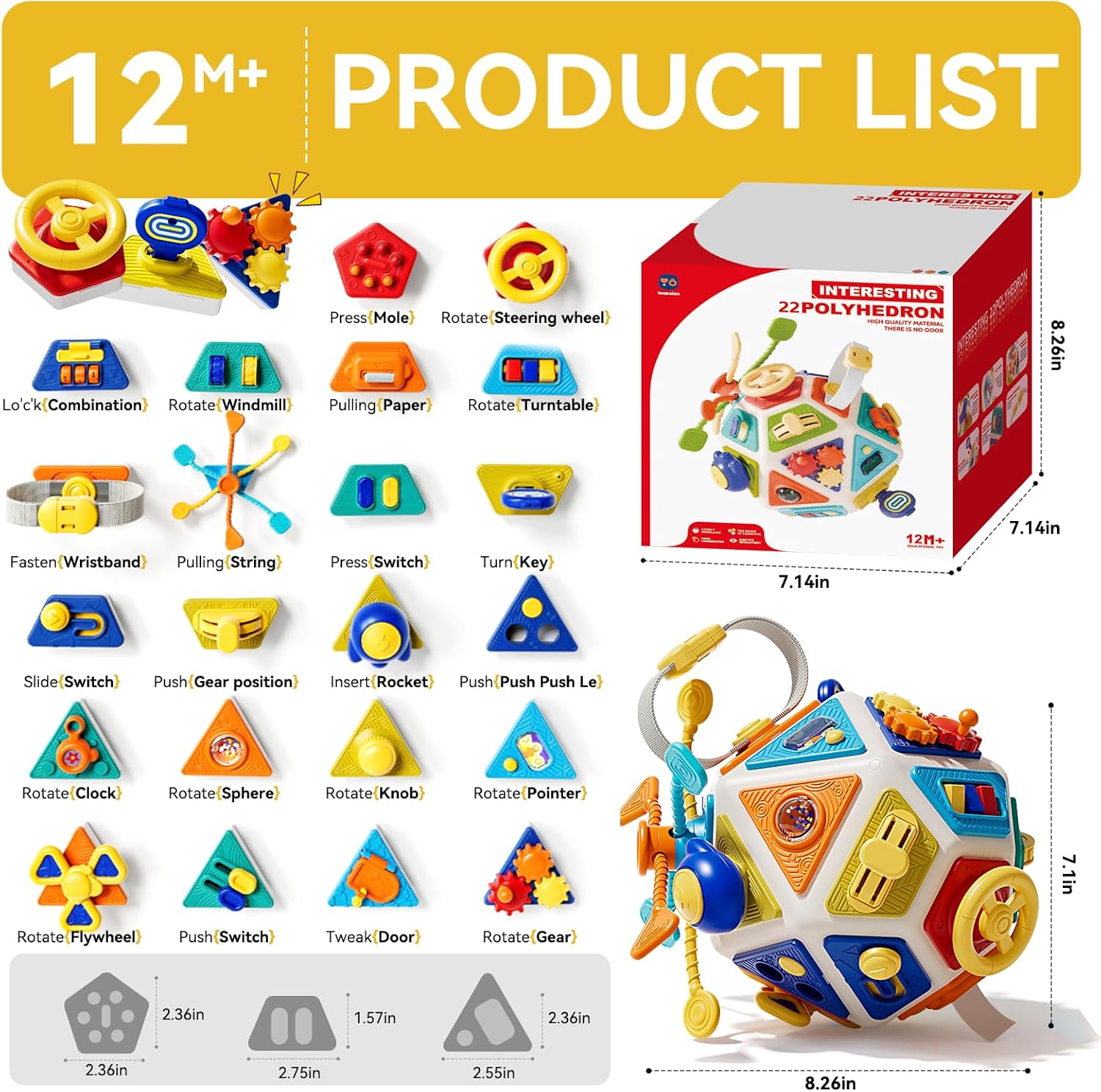 Wholesale 22 in 1 Busy Board Activity Cube with Gears and Steering Wheel - Image 2