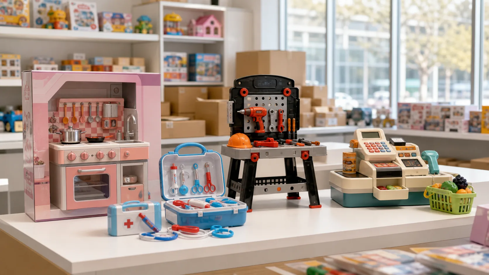 Best pretend play toys for retail stores including kitchen sets and doctor kits