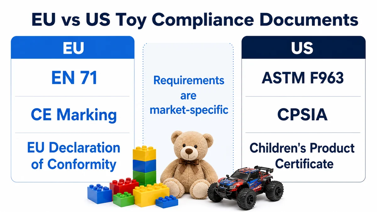 EU and US toy compliance documents compared by market