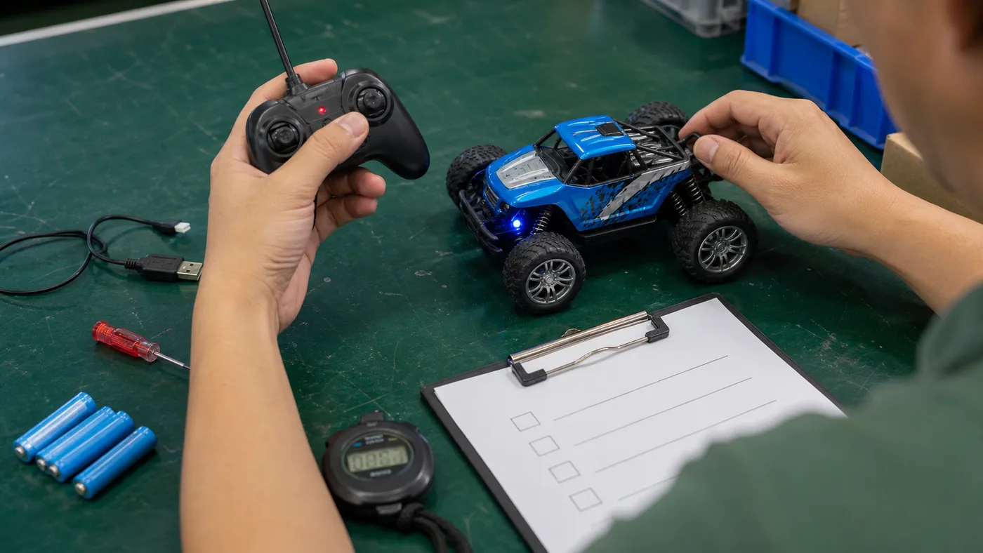 Toy sample function testing before mass production